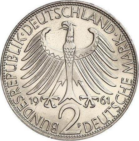 Реверс монеты - 2 марки 1961 года F "Планк" - цена  монеты - Германия, ФРГ