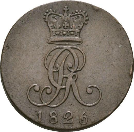 Аверс монеты - 2 пфеннига 1826 года B - цена  монеты - Ганновер, Георг IV