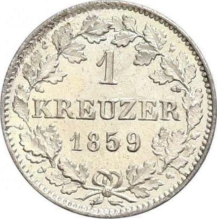 Реверс монеты - 1 крейцер 1859 года - цена серебряной монеты - Вюртемберг, Вильгельм I