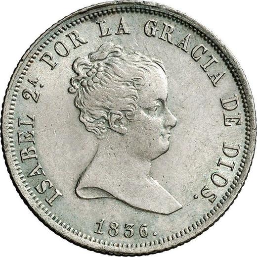 Аверс монеты - 4 реала 1836 года M CR - цена серебряной монеты - Испания, Изабелла II