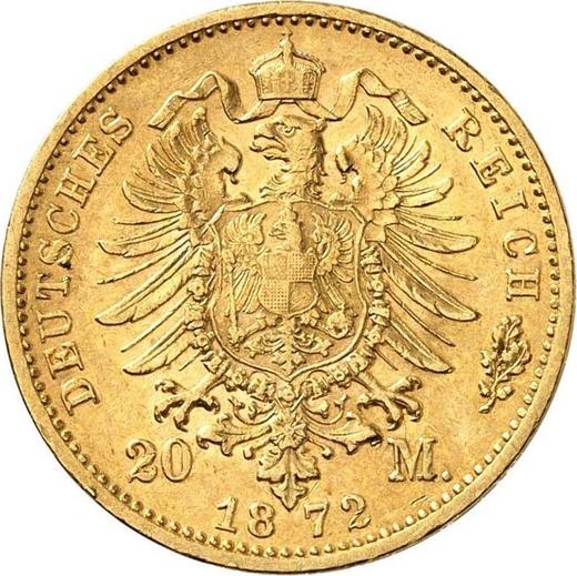 Реверс монеты - 20 марок 1872 года F "Вюртемберг" - цена золотой монеты - Германия, Германская Империя