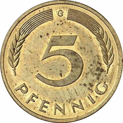 Anverso 5 Pfennige 1995 G - valor de la moneda  - Alemania, RFA