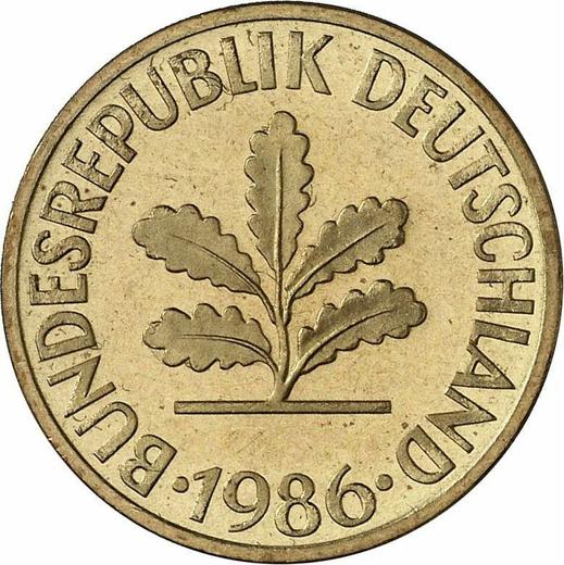 Rewers monety - 10 fenigów 1986 G - cena  monety - Niemcy, RFN
