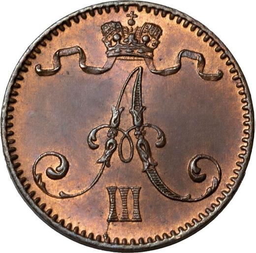 Аверс монеты - 1 пенни 1892 года - цена  монеты - Финляндия, Великое княжество
