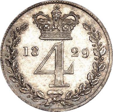 Реверс монеты - 4 пенса (1 Грот) 1829 года "Монди" - цена серебряной монеты - Великобритания, Георг IV