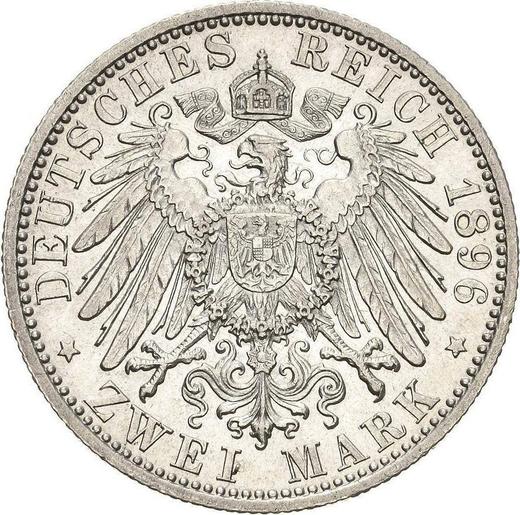 Реверс монеты - 2 марки 1896 года F "Вюртемберг" - цена серебряной монеты - Германия, Германская Империя