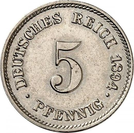 Аверс монеты - 5 пфеннигов 1894 года E "Тип 1890-1915" - цена  монеты - Германия, Германская Империя