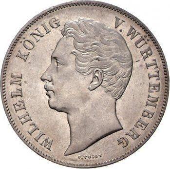 Аверс монеты - 2 гульдена 1855 года - цена серебряной монеты - Вюртемберг, Вильгельм I