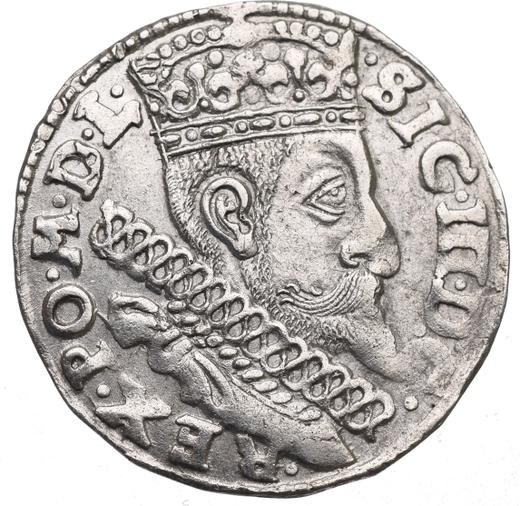 Аверс монеты - Трояк (3 гроша) 1598 года IF SC HR "Быдгощский монетный двор" - цена серебряной монеты - Польша, Сигизмунд III Ваза