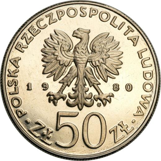 Аверс монеты - Пробные 50 злотых 1980 года MW "Болеслав I Храбрый" Никель - цена  монеты - Польша, Народная Республика