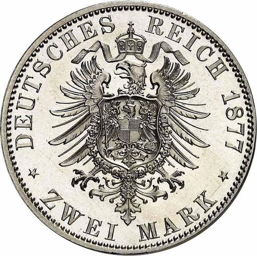 Reverso 2 marcos 1877 A "Mecklemburgo Vorpommern Strelitz" - valor de la moneda de plata - Alemania, Imperio alemán