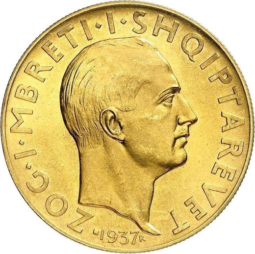 Аверс монеты - 100 франга ари 1937 года R "Независимость" - цена золотой монеты - Албания, Ахмет Зогу