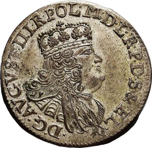 Аверс монеты - Шестак (6 грошей) 1763 года ICS "Эльблонгский" - цена серебряной монеты - Польша, Август III