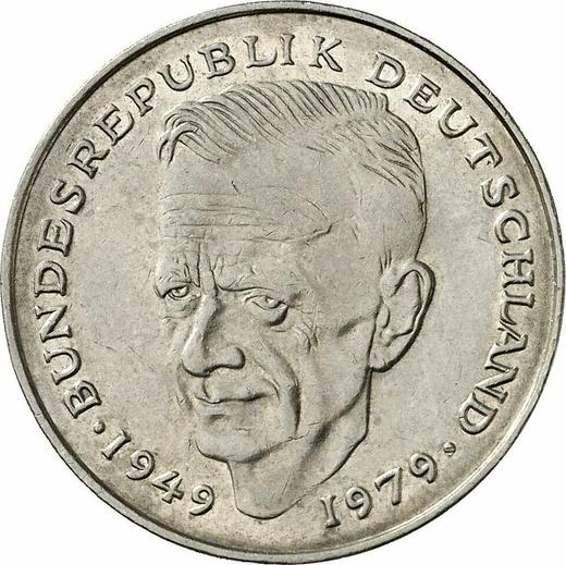 Аверс монеты - 2 марки 1982 года G "Курт Шумахер" - цена  монеты - Германия, ФРГ