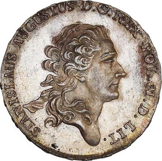Аверс монеты - Полталера 1780 года EB "Лента в волосах" - цена серебряной монеты - Польша, Станислав II Август