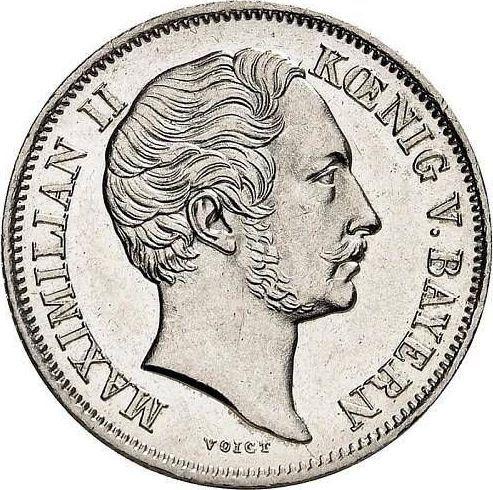 Аверс монеты - 1/2 гульдена 1858 года - цена серебряной монеты - Бавария, Максимилиан II