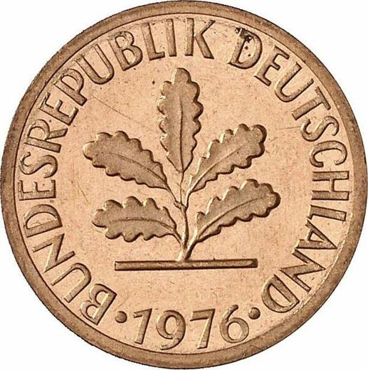 Реверс монеты - 1 пфенниг 1976 года J - цена  монеты - Германия, ФРГ
