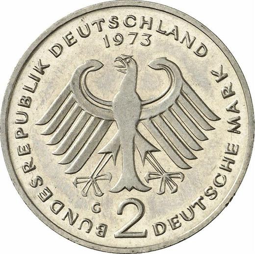 Reverse 2 Mark 1973 G "Konrad Adenauer" -  Coin Value - Germany, FRG
