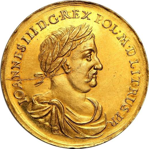 Anverso Donación 4 ducados 1677 "Cracovia" - valor de la moneda de oro - Polonia, Juan III Sobieski