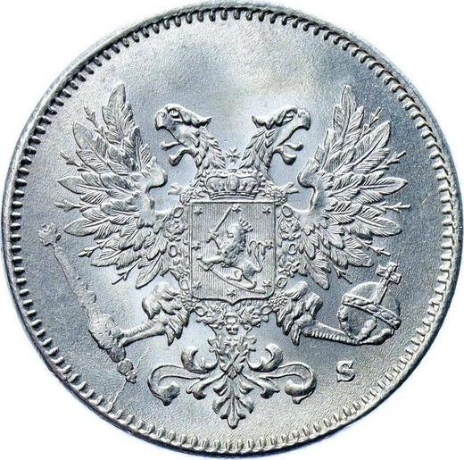 Аверс монеты - 25 пенни 1917 года S Орёл без корон - цена серебряной монеты - Финляндия, Великое княжество