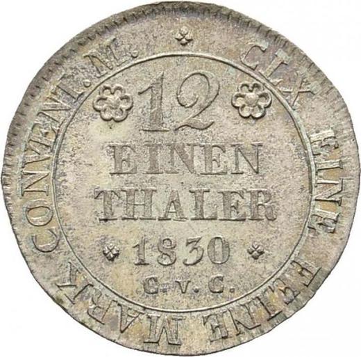 Reverso 1/12 tálero 1830 CvC - valor de la moneda de plata - Brunswick-Wolfenbüttel, Carlos II