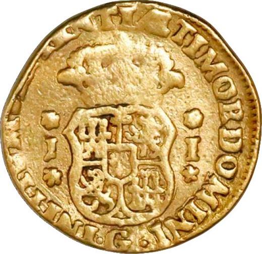 Reverso 1 escudo 1750 G J - valor de la moneda de oro - Guatemala, Fernando VI
