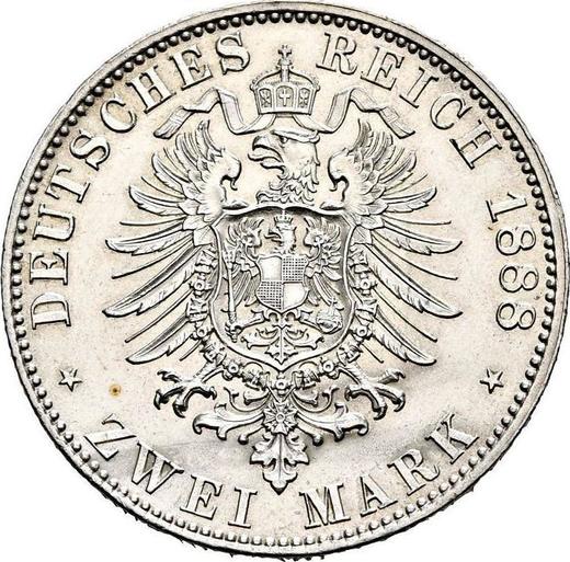 Rewers monety - 2 marki 1888 A "Hesja" - cena srebrnej monety - Niemcy, Cesarstwo Niemieckie