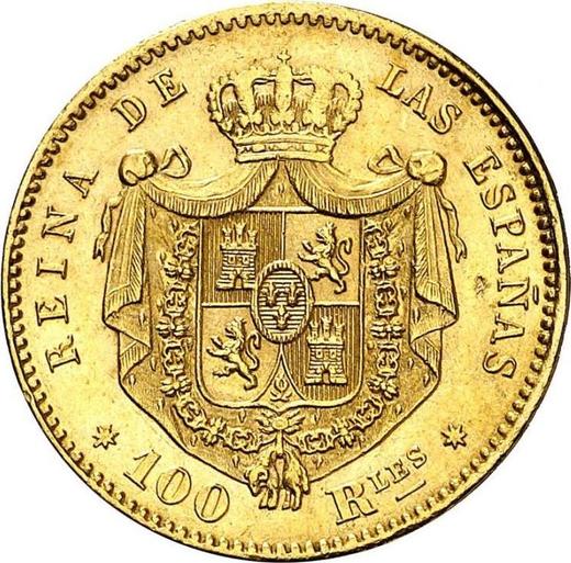 Rewers monety - 100 réales 1863 Siedmioramienne gwiazdy - cena złotej monety - Hiszpania, Izabela II