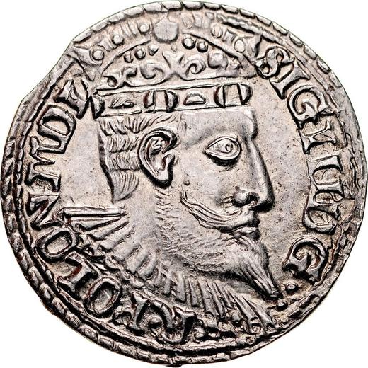Аверс монеты - Трояк (3 гроша) 1599 года IF "Олькушский монетный двор" - цена серебряной монеты - Польша, Сигизмунд III Ваза