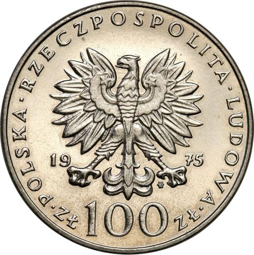 Аверс монеты - Пробные 100 злотых 1975 года MW "Игнаций Ян Падеревский" Никель - цена  монеты - Польша, Народная Республика