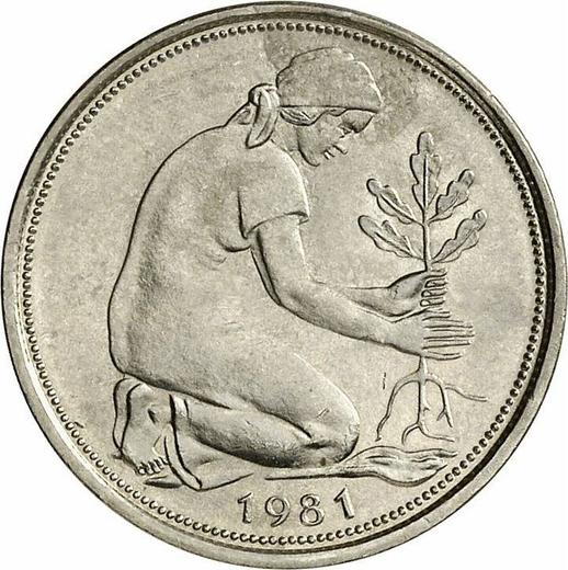 Rewers monety - 50 fenigów 1981 J - cena  monety - Niemcy, RFN