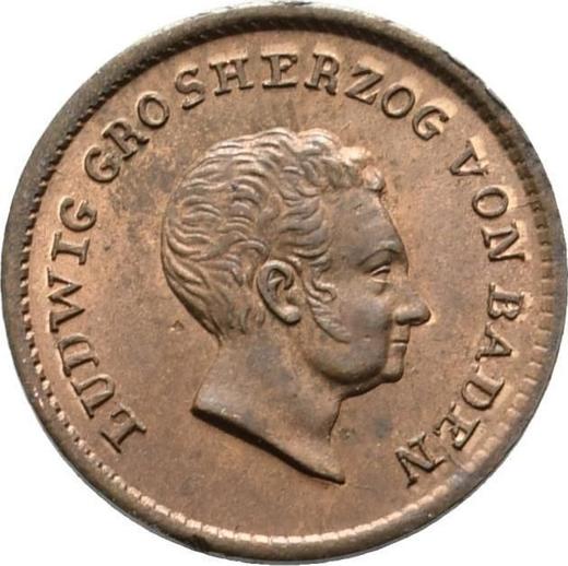 Anverso Medio kreuzer 1829 - valor de la moneda  - Baden, Luis I