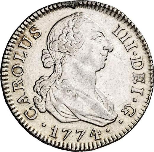 Аверс монеты - 2 реала 1774 года M PJ - цена серебряной монеты - Испания, Карл III
