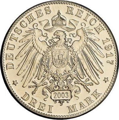 Reverse 3 Mark 1917 E "Saxony" Frederick the Wise Restrike - Silver Coin Value - Germany, German Empire