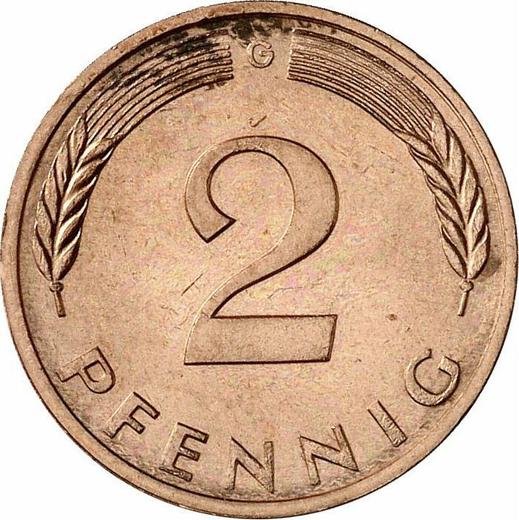 Anverso 2 Pfennige 1980 G - valor de la moneda  - Alemania, RFA