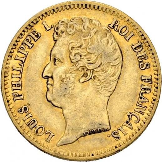 Аверс монеты - 20 франков 1830 года A "Гурт выпуклый" Париж - цена золотой монеты - Франция, Луи-Филипп I