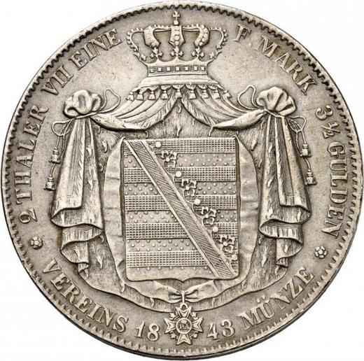 Revers Doppeltaler 1843 G - Silbermünze Wert - Sachsen-Albertinische, Friedrich August II