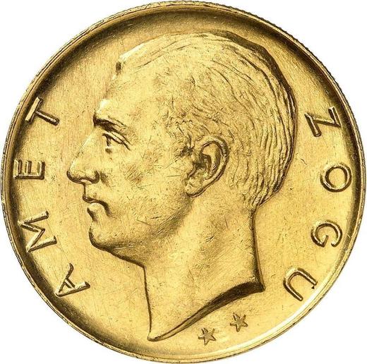 Аверс монеты - Пробные 100 франга ари 1926 года R PROVA Две звезды - цена золотой монеты - Албания, Ахмет Зогу
