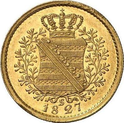 Реверс монеты - Дукат 1827 года S - цена золотой монеты - Саксония-Альбертина, Антон