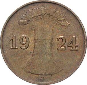 Reverso 1 Reichspfennig 1924 J - valor de la moneda  - Alemania, República de Weimar