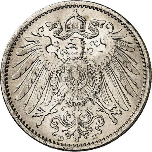 Rewers monety - 1 marka 1891 D "Typ 1891-1916" - cena srebrnej monety - Niemcy, Cesarstwo Niemieckie