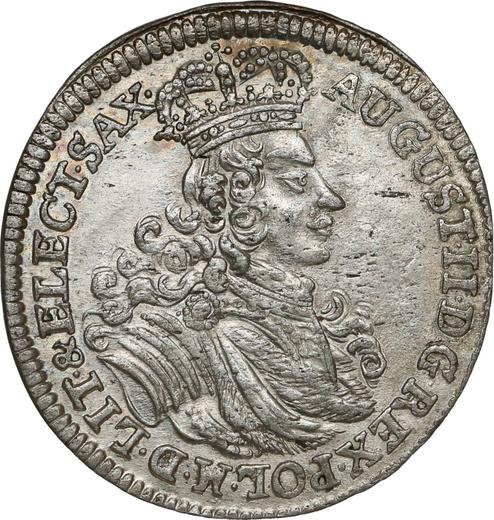 Аверс монеты - Шестак (6 грошей) 1702 года EPH "Коронный" - цена серебряной монеты - Польша, Август II Сильный