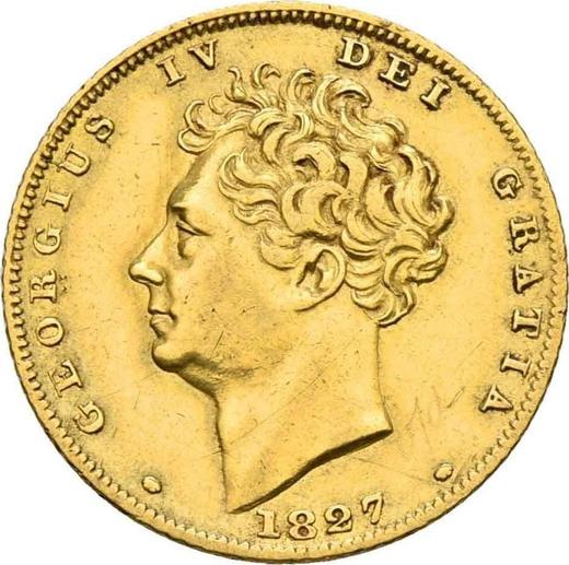 Anverso Medio soberano 1827 - valor de la moneda de oro - Gran Bretaña, Jorge IV