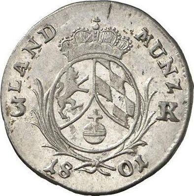 Rewers monety - 3 krajcary 1801 - cena srebrnej monety - Bawaria, Maksymilian I