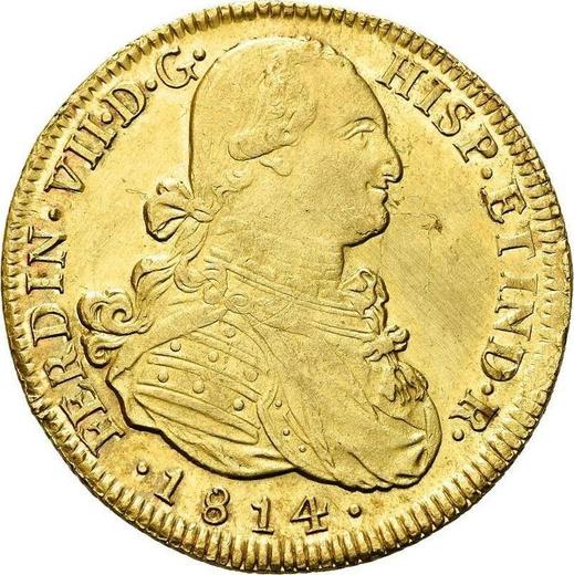 Аверс монеты - 8 эскудо 1814 года So FJ - цена золотой монеты - Чили, Фердинанд VII