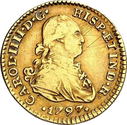 Awers monety - 1 escudo 1797 Mo FM - cena złotej monety - Meksyk, Karol IV
