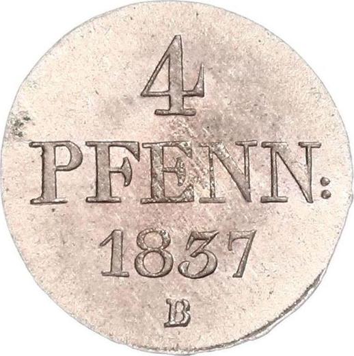 Reverso 4 Pfennige 1837 B - valor de la moneda de plata - Hannover, Guillermo IV