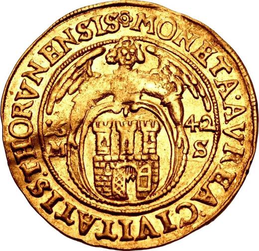 Реверс монеты - Дукат 1642 года MS "Торунь" - цена золотой монеты - Польша, Владислав IV