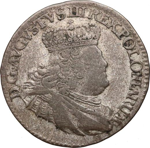 Аверс монеты - Трояк (3 гроша) 1756 года EC "Коронный" - цена серебряной монеты - Польша, Август III