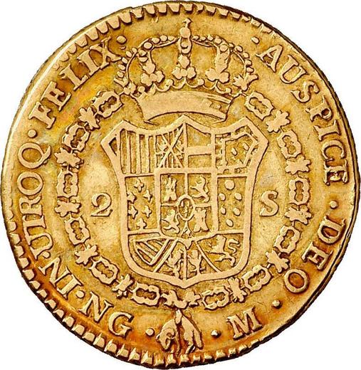 Reverse 2 Escudos 1789 NG M - Gold Coin Value - Guatemala, Charles IV